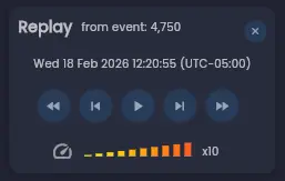 Playback controls at the bottom of the analysis screen with forward, backward, and speed controls
